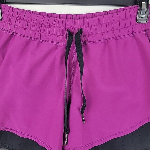 Lululemon Split Second Shorts Women Size 10 Purple Long Liner Running Athleisure - Picture 5 of 12